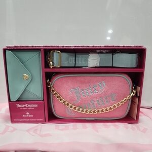 Juicy Couture Pink and Mint Crossbody Bag Set